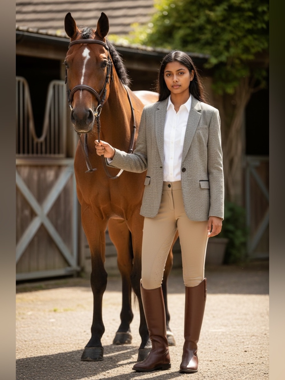 The Savile Row Co. Women's Tan Houndstooth Blazer